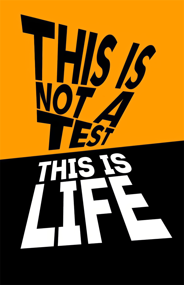 This Is Not A Test This Is Life Typography Glass Wall Art
