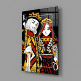 King and Queen of Spades Playing Card Glass Wall Art