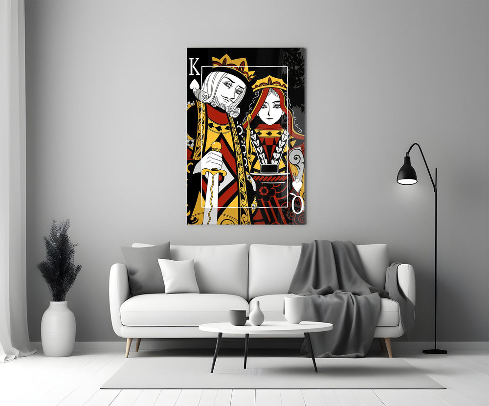 King and Queen of Spades Playing Card Glass Wall Art