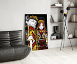 King and Queen of Spades Playing Card Glass Wall Art