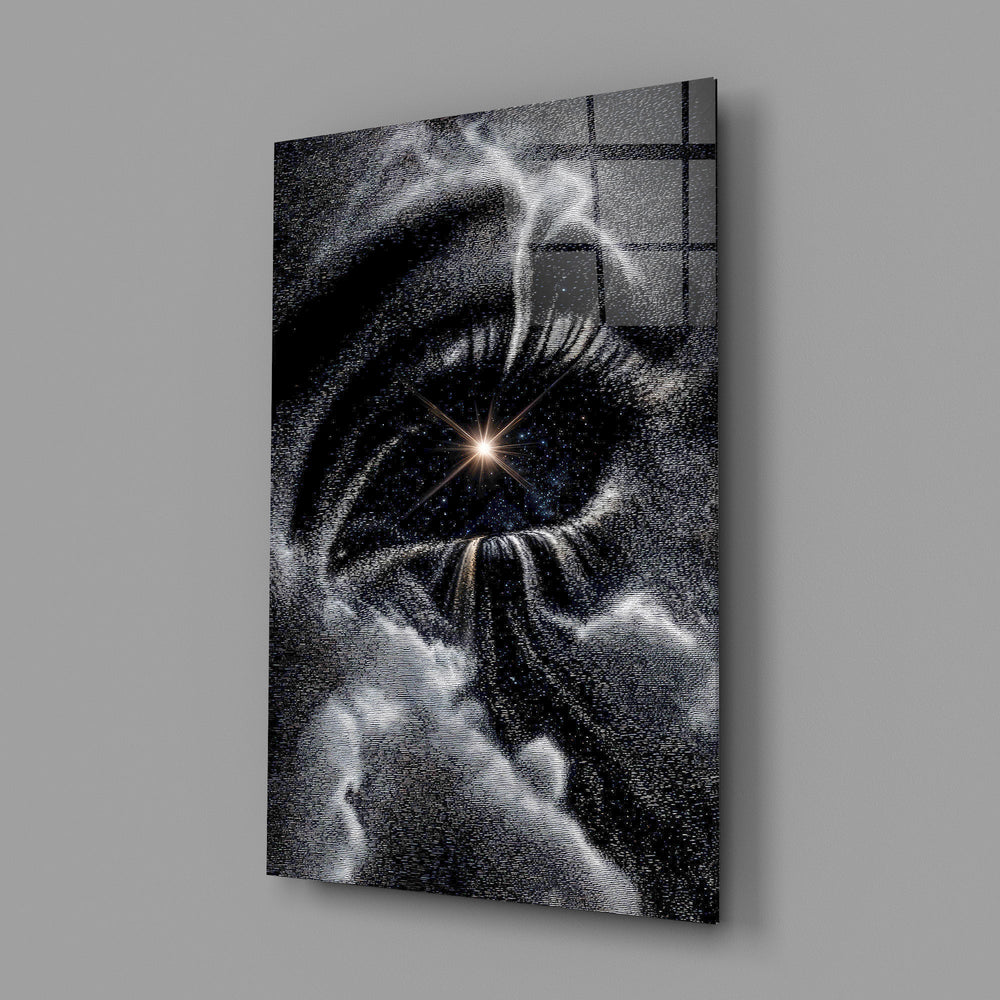 Cosmic Eye Starburst and Clouds Glass Wall Art