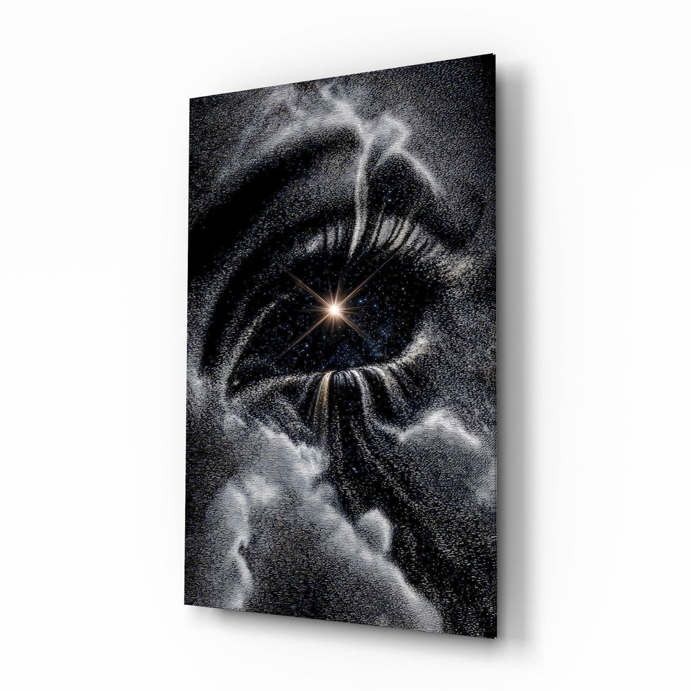 Cosmic Eye Starburst and Clouds Glass Wall Art