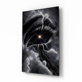 Cosmic Eye Starburst and Clouds Glass Wall Art