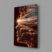 Stardust Profile Cosmic Light Burst Glass Wall Art