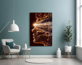 Stardust Profile Cosmic Light Burst Glass Wall Art