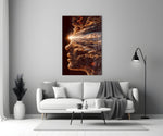 Stardust Profile Cosmic Light Burst Glass Wall Art