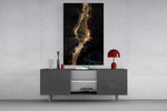 Golden Rift Lightning Nebula Glass Wall Art