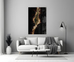 Golden Rift Lightning Nebula Glass Wall Art