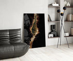 Golden Rift Lightning Nebula Glass Wall Art