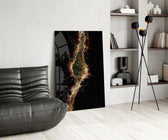 Golden Rift Lightning Nebula Glass Wall Art