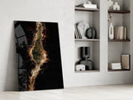 Golden Rift Lightning Nebula Glass Wall Art