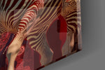 Striped Horse and Rider Dot Pattern Glass Wall Art