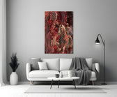 Striped Horse and Rider Dot Pattern Glass Wall Art