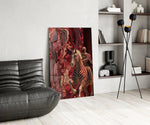Striped Horse and Rider Dot Pattern Glass Wall Art