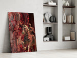 Striped Horse and Rider Dot Pattern Glass Wall Art