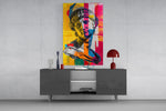 Classical Bust Neon Colour Block Street Art Glass Wall Art