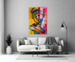 Classical Bust Neon Colour Block Street Art Glass Wall Art