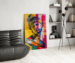 Classical Bust Neon Colour Block Street Art Glass Wall Art