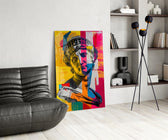 Classical Bust Neon Colour Block Street Art Glass Wall Art