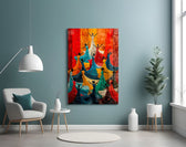 Dancing Women Mosaic Colour Glass Wall Art