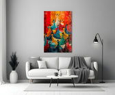 Dancing Women Mosaic Colour Glass Wall Art