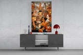 Cubist Town Crowd Terracotta Glass Wall Art