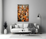 Cubist Town Crowd Terracotta Glass Wall Art