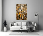 Cubist Old Town Street Ochre Glass Wall Art