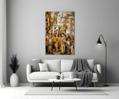 Cubist Old Town Street Ochre Glass Wall Art