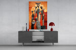 Women Carrying Vessels Terracotta Figures Glass Wall Art