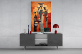 Women Carrying Vessels Terracotta Figures Glass Wall Art