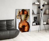 Cello Body Woman Surreal Glass Wall Art