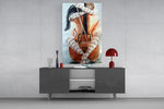 Sheet Music Cello Woman Watercolour Glass Wall Art
