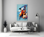 Dancer and Guitar Splash Painting Glass Wall Art