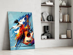 Dancer and Guitar Splash Painting Glass Wall Art