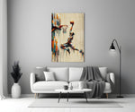Basketball Dunk Dripping Palette Glass Wall Art