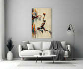 Basketball Dunk Dripping Palette Glass Wall Art