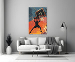 Slam Dunk Silhouette Poster Glass Wall Art