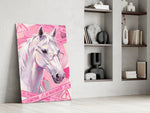 Pink Horse in Glasses Pop Art Glass Wall Art