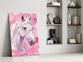 Pink Horse in Glasses Pop Art Glass Wall Art