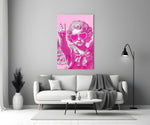 Cherub in Heart Sunglasses Pink Pop Art Glass Wall Art