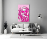 Cherub in Heart Sunglasses Pink Pop Art Glass Wall Art