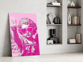 Cherub in Heart Sunglasses Pink Pop Art Glass Wall Art