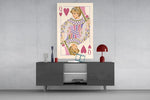 Queen of Hearts Royal Card Illustration Glass Wall Art
