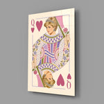 Queen of Hearts Royal Card Illustration Glass Wall Art