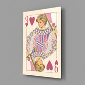 Queen of Hearts Royal Card Illustration Glass Wall Art