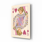Queen of Hearts Royal Card Illustration Glass Wall Art