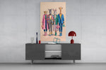 Animal Heads in Fashion Illustration Glass Wall Art
