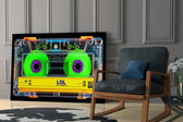 Neon Green Cassette Tape Macro Glass Wall Art