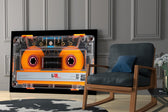 Orange Cassette Tape Macro Glass Wall Art
